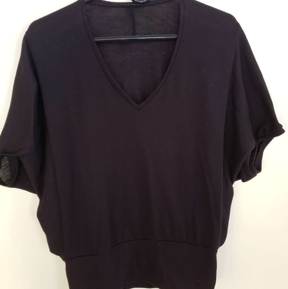 Black v-neck blouse
